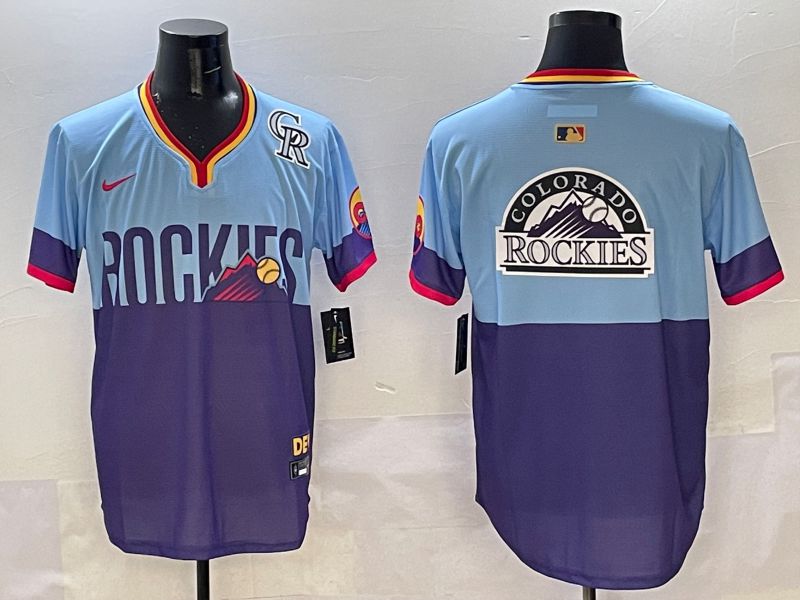 Men Colorado Rockies Blank Purple blue Joint Name 2025 Nike MLB Jersey style 8->colorado rockies->MLB Jersey